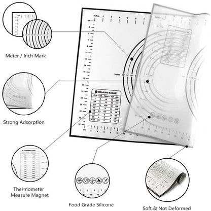 Tapete de silicone para sovar e estender massa com escala - Culinária e Confeitaria